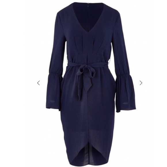 NWT WISH Navy Blue Cyrus Dress Sz S Bell Sleeve - Picture 2 of 6